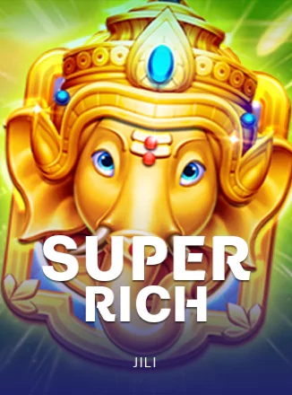ภาพหน้าจอเกมสล็อต Super Rich แสดงสัญลักษณ์นำโชคและเหรียญทอง